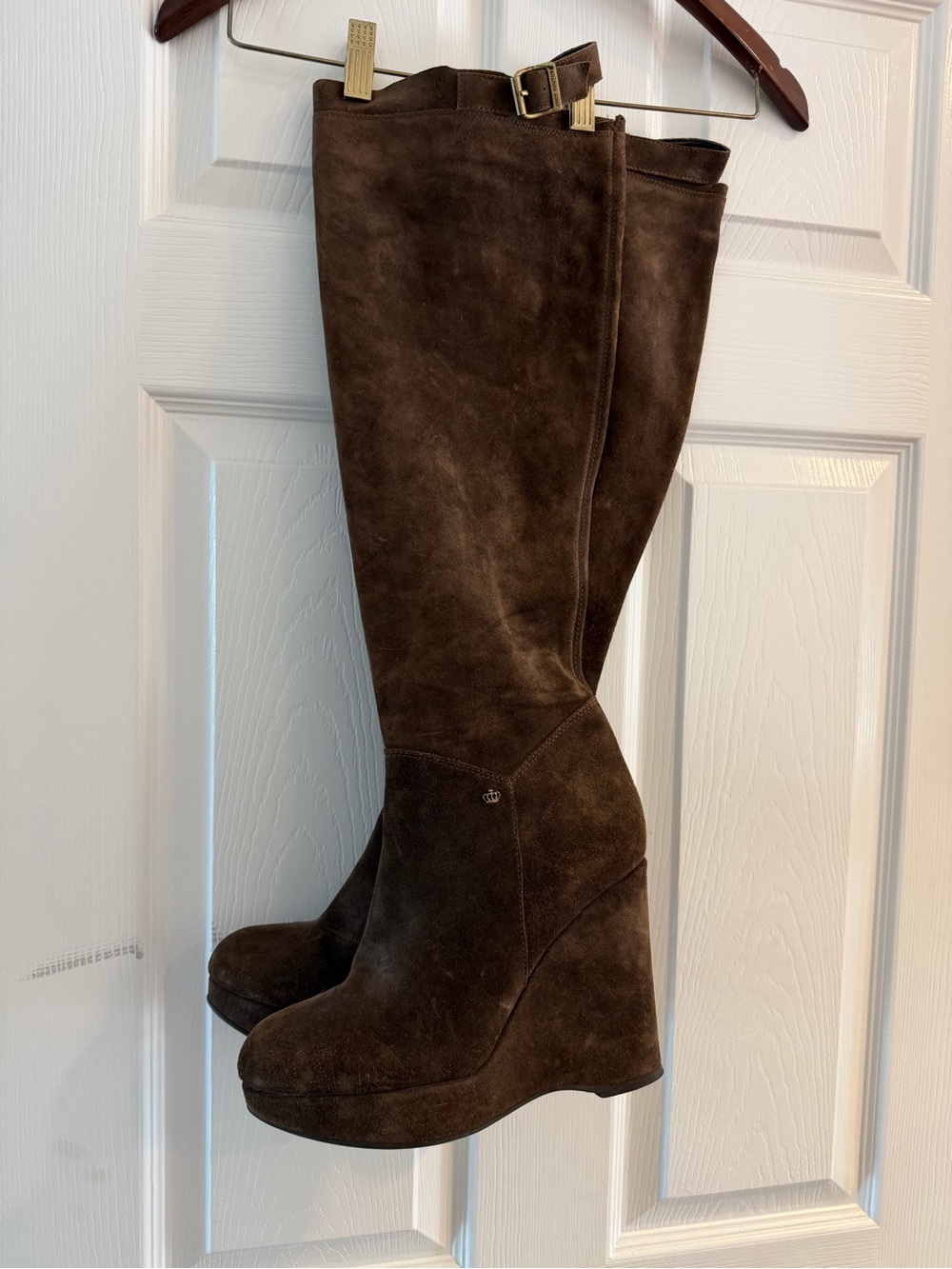 Juicy Couture Chocolate Brown Suede Wedge Knee Boots